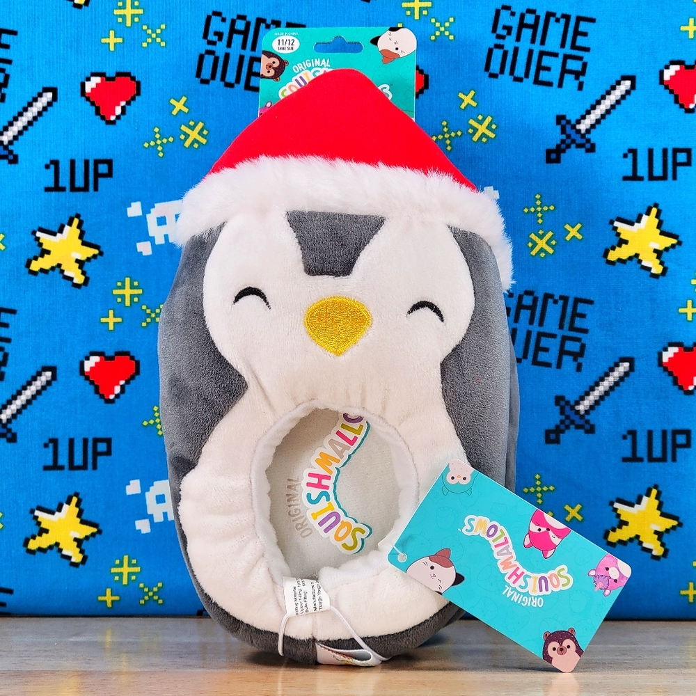 Squishmallow Luna or Jen Penguin Christmas Slippers Size 11-12 UltraSoft Plush